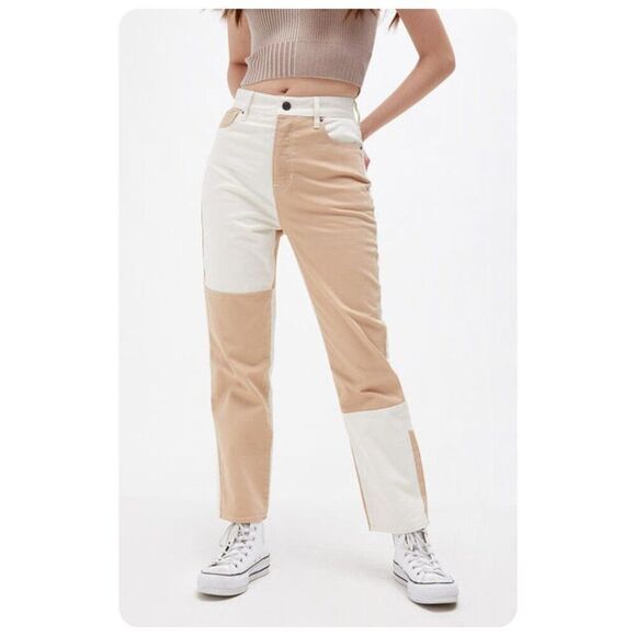 !! PacSun Two-Tone Paneled High Rise Waisted Straight Leg Jeans sz 23 - Picture 1 of 8